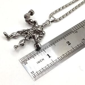 Stainless Bodybuilder Necklace Weightlifting Fitness Gym Bro Birthday Gift - NEW